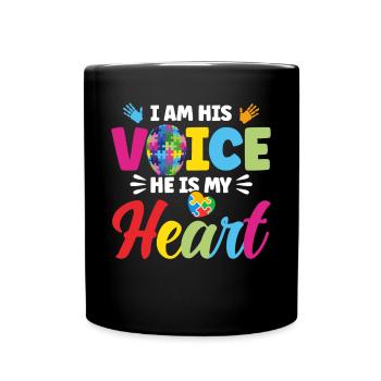 Je suis sa voix, il est mon cœur - Mug uni - noir - Devant