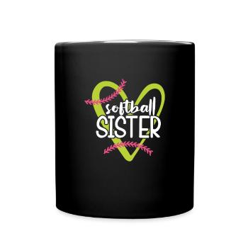 Softball Schwester Baseball Bruder Sport Geschenk - Tasse einfarbig - Schwarz - Vorne