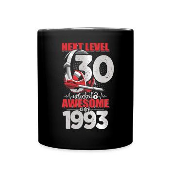 Level Unlocked 30 Jahre alt 1993 Headset Gaming - Tasse einfarbig - Schwarz - Vorne