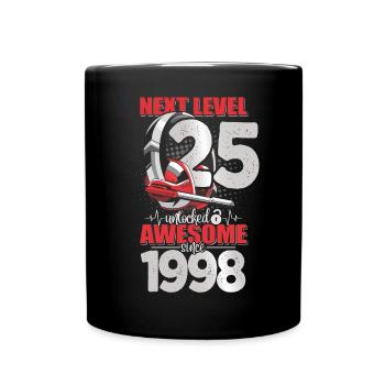 Level Unlocked 25 Jahre alt 1998 Headset Gaming - Tasse einfarbig - Schwarz - Vorne