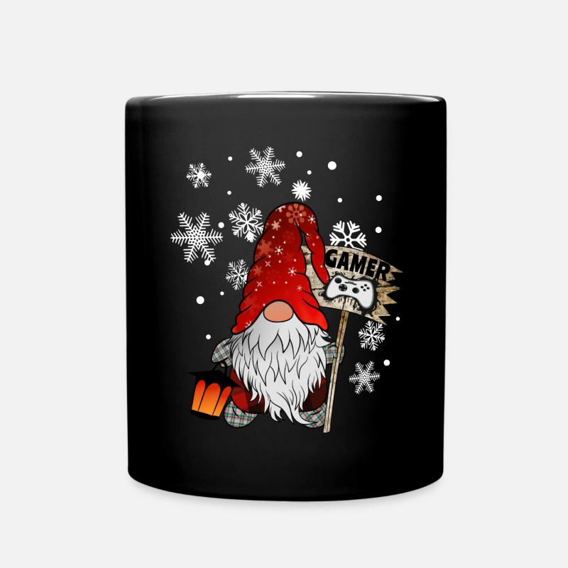Gamer Wichtel Schneeflocken Christmas Gnom - Tasse einfarbig - Schwarz