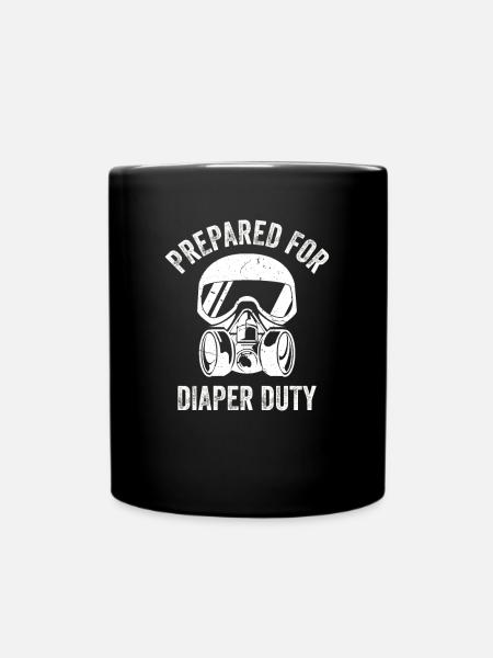New Dad Prepared For Diaper - Funny Pregnancy - Full Colour Mug - black
