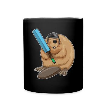 Beaver Cricket Cricket Bat - Full Colour Mug - black - Front