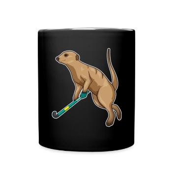 Suricate de hockey sur gazon avec un bâton de hockey sur gazon - Mug uni - noir - Devant