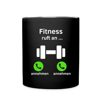 Fitness ruft an - annehmen oder annehmen? - Tasse einfarbig - Schwarz - Vorne