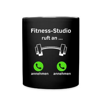 Fitness Studio ruft an - annehmen oder annehmen? - Tasse einfarbig - Schwarz - Vorne