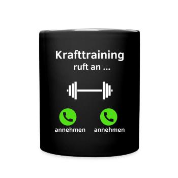 Krafttraining ruft an - annehmen oder annehmen? - Tasse einfarbig - Schwarz - Vorne