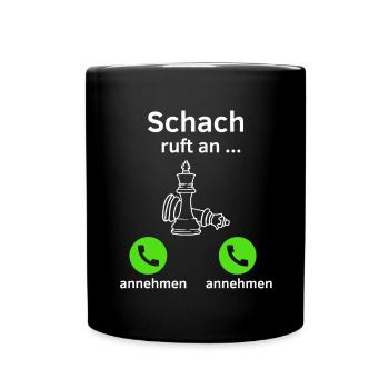 Schach ruft an - annehmen oder annehmen? - Tasse einfarbig - Schwarz - Vorne