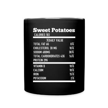 Sweet Potato Thanksgiving Nutrition Funny Food - Full Colour Mug - black - Front