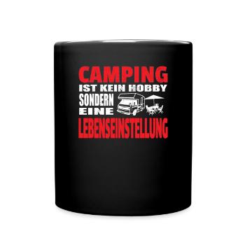 Camper Geschenkidee Camping - Tasse einfarbig - Schwarz - Vorne