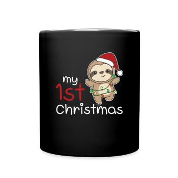 Sloth Christmas Sloths my 1st Christmas - Full Colour Mug - black - Front
