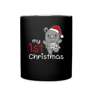 Rhino Noël Rhinos mon 1er Noël - Mug uni - noir - Devant