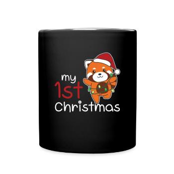 Rote Panda Weihnachten Red Pandas my 1st Christmas - Full Colour Mug - black - Front