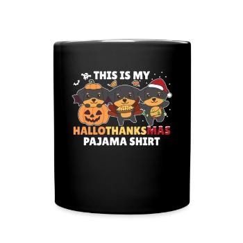 Hallothanksmas Pajama Shirt Rottweiler Weihnachten - Tasse einfarbig - Schwarz - Vorne