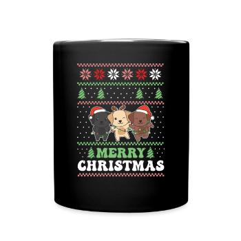Joyeux Noël rétro moche Noël Labrador - Mug uni - noir - Devant