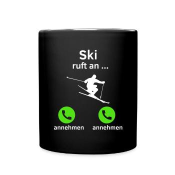 Ski ruft an - annehmen oder annehmen? - Tasse einfarbig - Schwarz - Vorne
