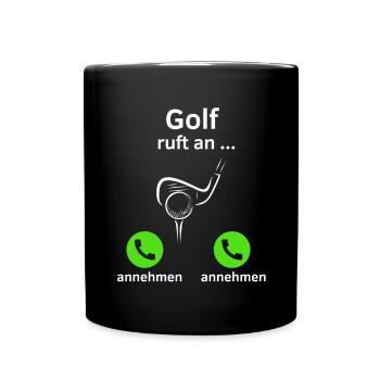 Golf ruft an - annehmen oder annehmen? - Tasse einfarbig - Schwarz - Vorne