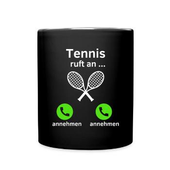 Tennis ruft an - annehmen oder annehmen? - Tasse einfarbig - Schwarz - Vorne