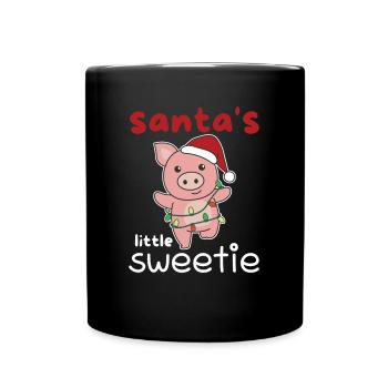 Pig Christmas Santa's little sweetie - Full Colour Mug - black - Front