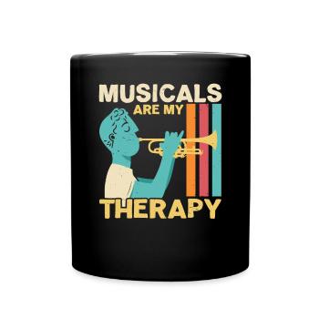 Musicals sind mein Therapiemusiker Musikliebhaber - Tasse einfarbig - Schwarz - Vorne