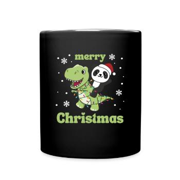 Panda Trex Christmas Snow Winter Animals - Full Colour Mug - black - Front