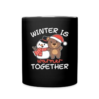 Bear Winter is warmer together Snowman - Full Colour Mug - black - Front