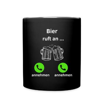 Bier ruft an - annehmen oder annehmen? - Tasse einfarbig - Schwarz - Vorne