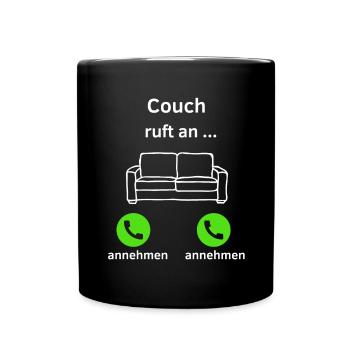 Couch ruft an - annehmen oder annehmen? - Tasse einfarbig - Schwarz - Vorne