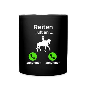 Reiten ruft an - annehmen oder annehmen? - Tasse einfarbig - Schwarz - Vorne