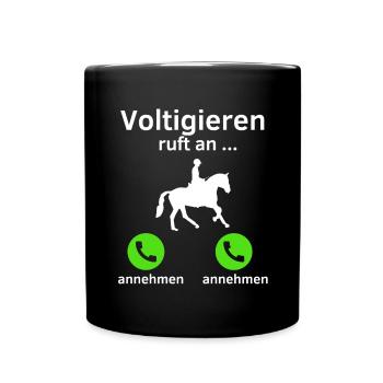 Voltigieren ruft an - annehmen oder annehmen? - Tasse einfarbig - Schwarz - Vorne