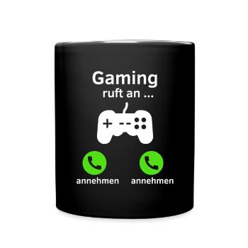Gaming ruft an - annehmen oder annehmen? - Tasse einfarbig - Schwarz - Vorne