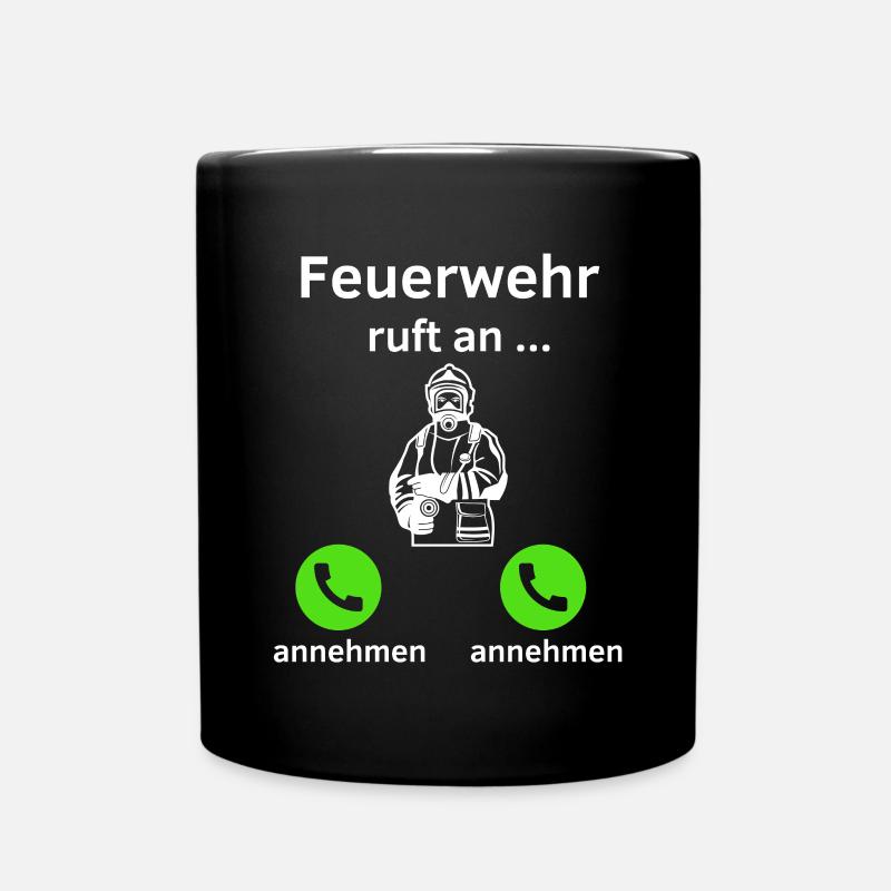 Feuerwehr ruft an - annehmen oder annehmen? - Tasse einfarbig - Schwarz