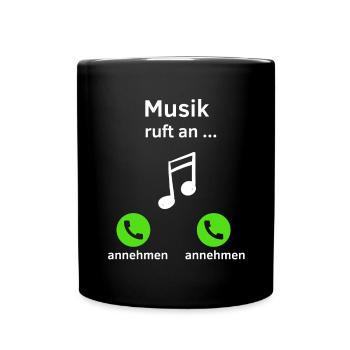 Musik ruft an - annehmen oder annehmen? - Tasse einfarbig - Schwarz - Vorne