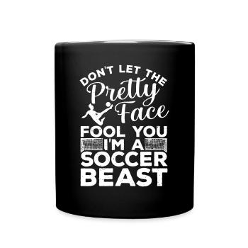 Cooler Fußball für Frauen Teen Mädchen Fußballliebhaber spielen - Tasse einfarbig - Schwarz - Vorne