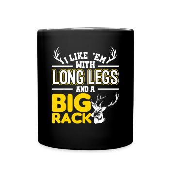 Je les aime avec de longues jambes et un gros rack drôle de chasse - Mug uni - noir - Devant