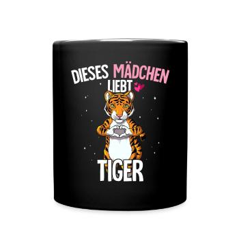 Tiger Mädchen - Tasse einfarbig - Schwarz - Vorne