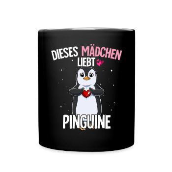 Pinguin Mädchen - Tasse einfarbig - Schwarz - Vorne