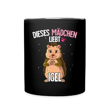 Igel Mädchen - Tasse einfarbig - Schwarz - Vorne