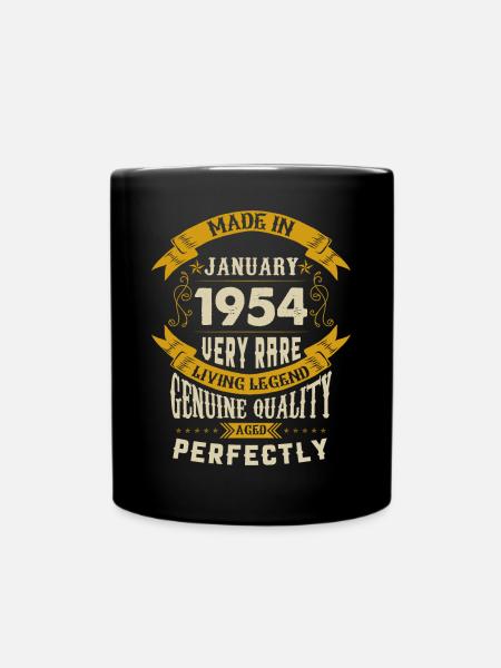 January 1954 Vintage vintage birthday - Full Colour Mug - black