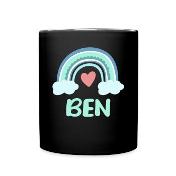 Ben Name Regenbogen Baby - Tasse einfarbig - Schwarz - Vorne