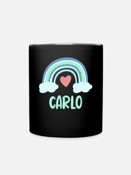 Carlo Name Regenbogen Baby - Tasse einfarbig - Schwarz