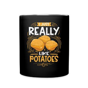Kartoffeln Pommes - Tasse einfarbig - Schwarz - Vorne