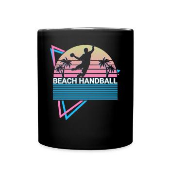 Strandhandballer Retro - Tasse einfarbig - Schwarz - Vorne