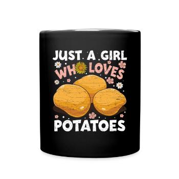 Mädchen Kartoffeln Pommes - Tasse einfarbig - Schwarz - Vorne
