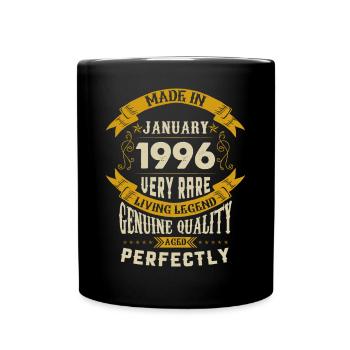 Januar 1996 Vintage Jahrgang Geburtstag - Tasse einfarbig - Schwarz - Vorne
