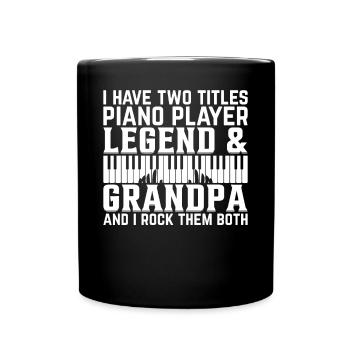 Pianiste Grandpa - Pianiste à clavier Grand - Mug uni - noir - Devant