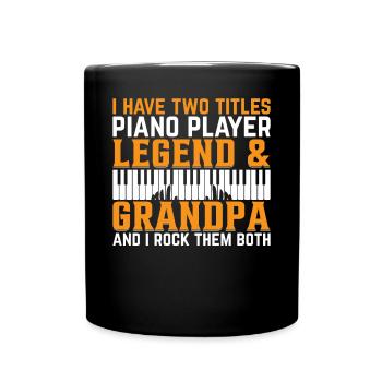 Piano Keyboard Player Grandpa - Keyboardist Grandp - Full Colour Mug - black - Front