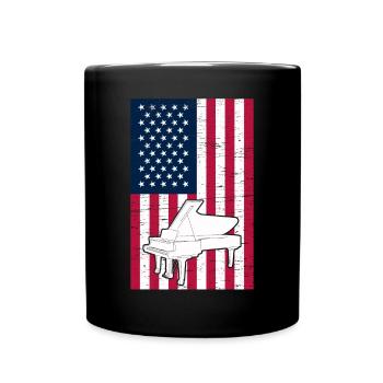 Pianiste Piano Drapeau Américain Pianiste patriotique - Mug uni - noir - Devant