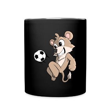 Leo joue au football - Mug uni - noir - Devant