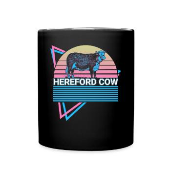 Hereford-Kuh Retro - Tasse einfarbig - Schwarz - Vorne
